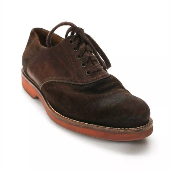 RALPH LAUREN ROUND TOE OXFORD SHOES BROWN suede 8 - Picture 2 of 5